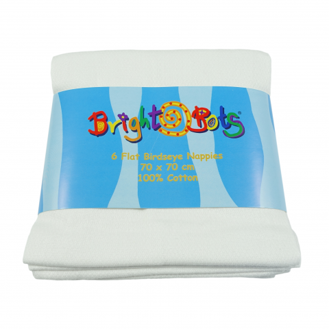Bright Bots 100% cotton Birdseye Flat Nappies - Pack of 6